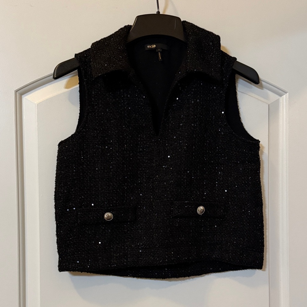 Maje Black Sleeveless Blouse